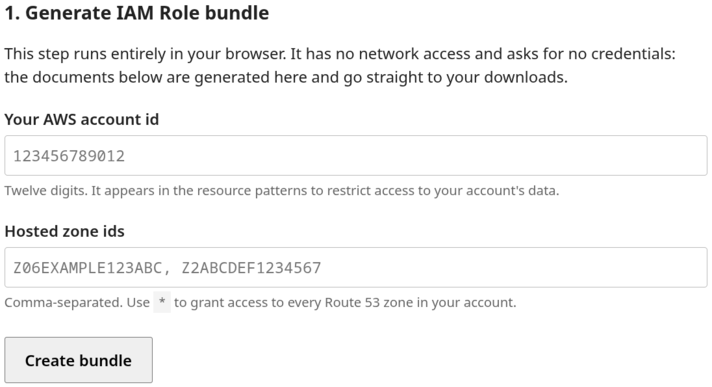 Route 53 Files create IAM Role bundle